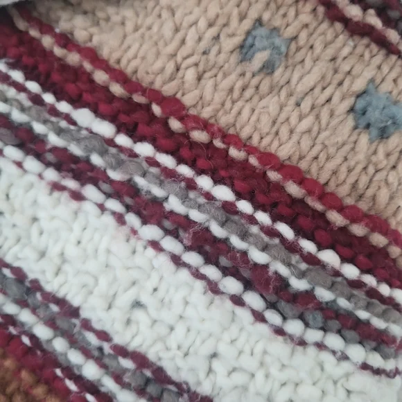 Vintage Worlds Apart Chunky Hand Knit Wool Cropped Cardigan Sweater Size M - Picture 6 of 11